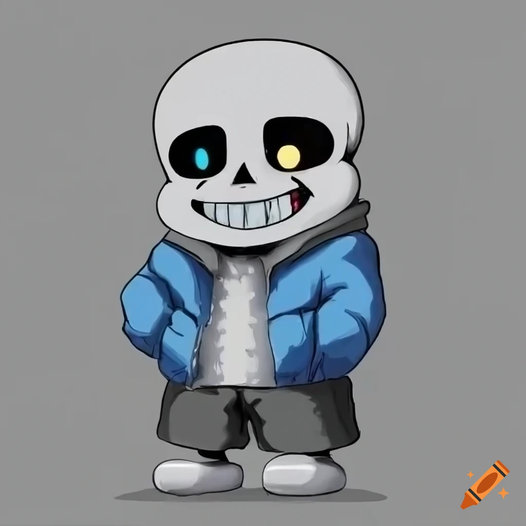 Cartoon character sans standing with arms crossed