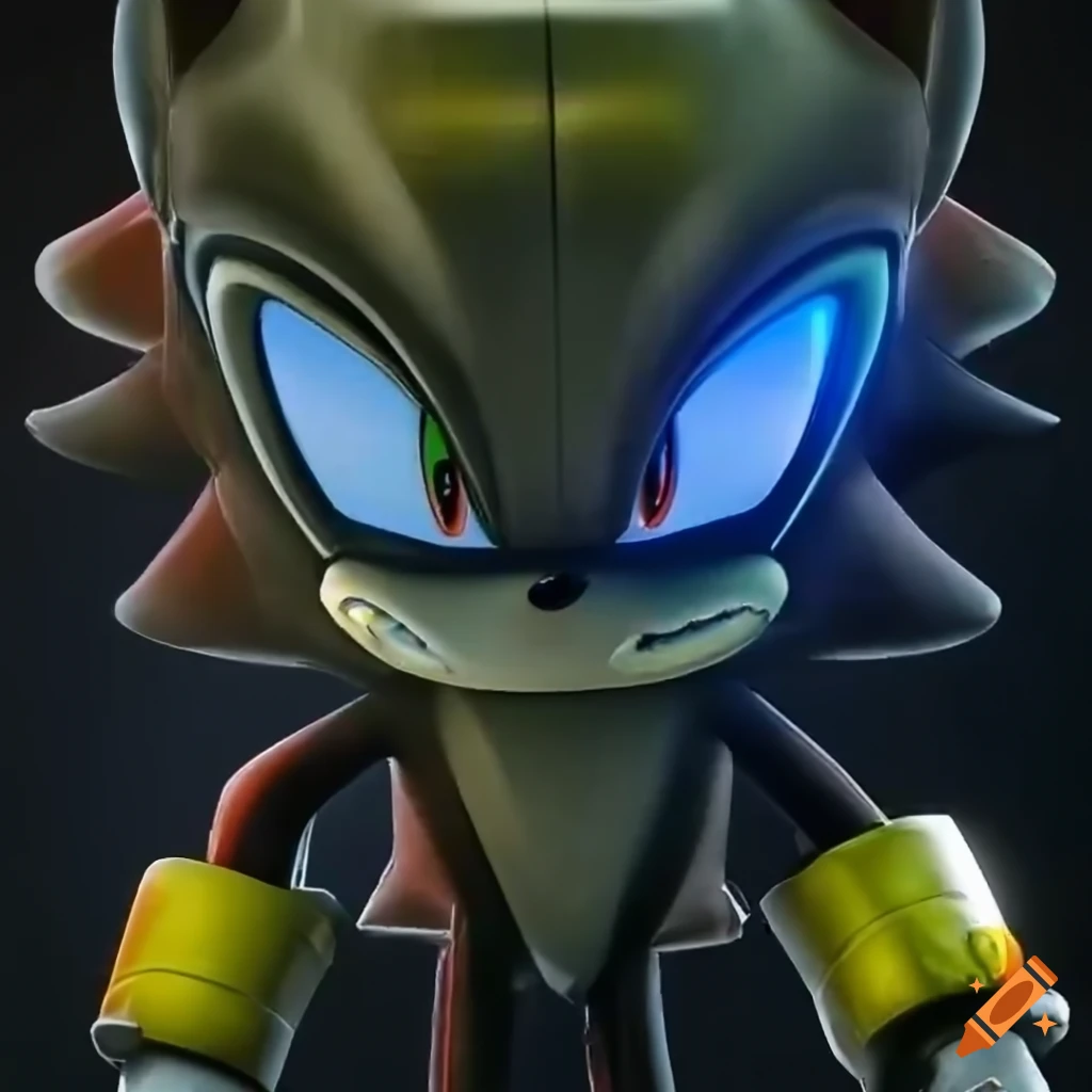shadow the hedgehog and c-3po, accurate fusion), (centered in the middle),  (accurate eyes accurate face), photorealistic, fine details, ultra sharpness