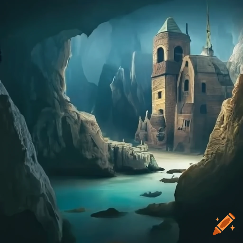 Village in cave on Craiyon