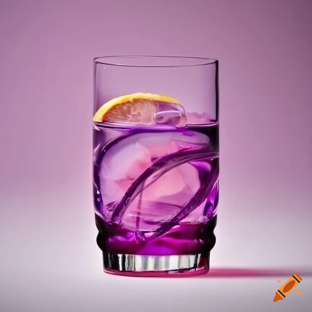 Liqueur glass with pink gin turning purple