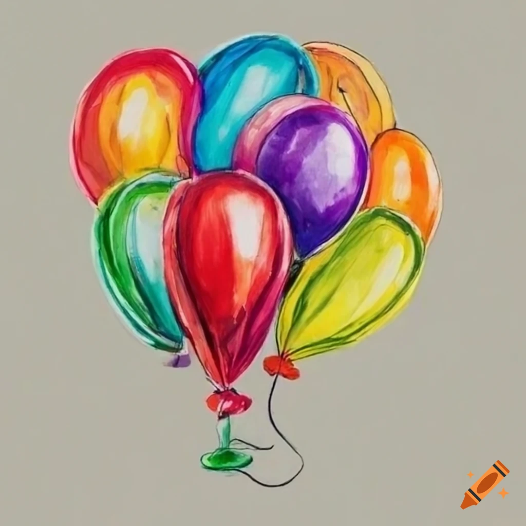 Color pencil drawings of balloons