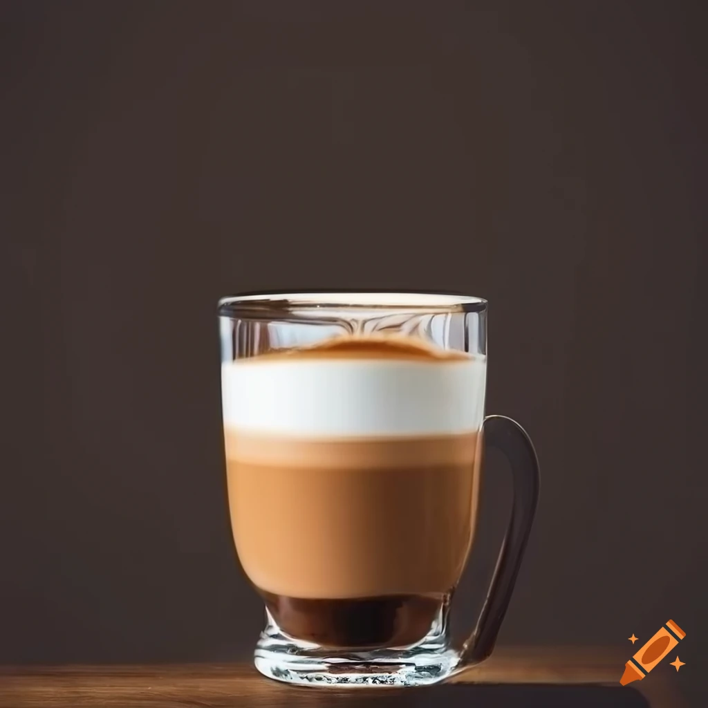 A glass of latte coffee