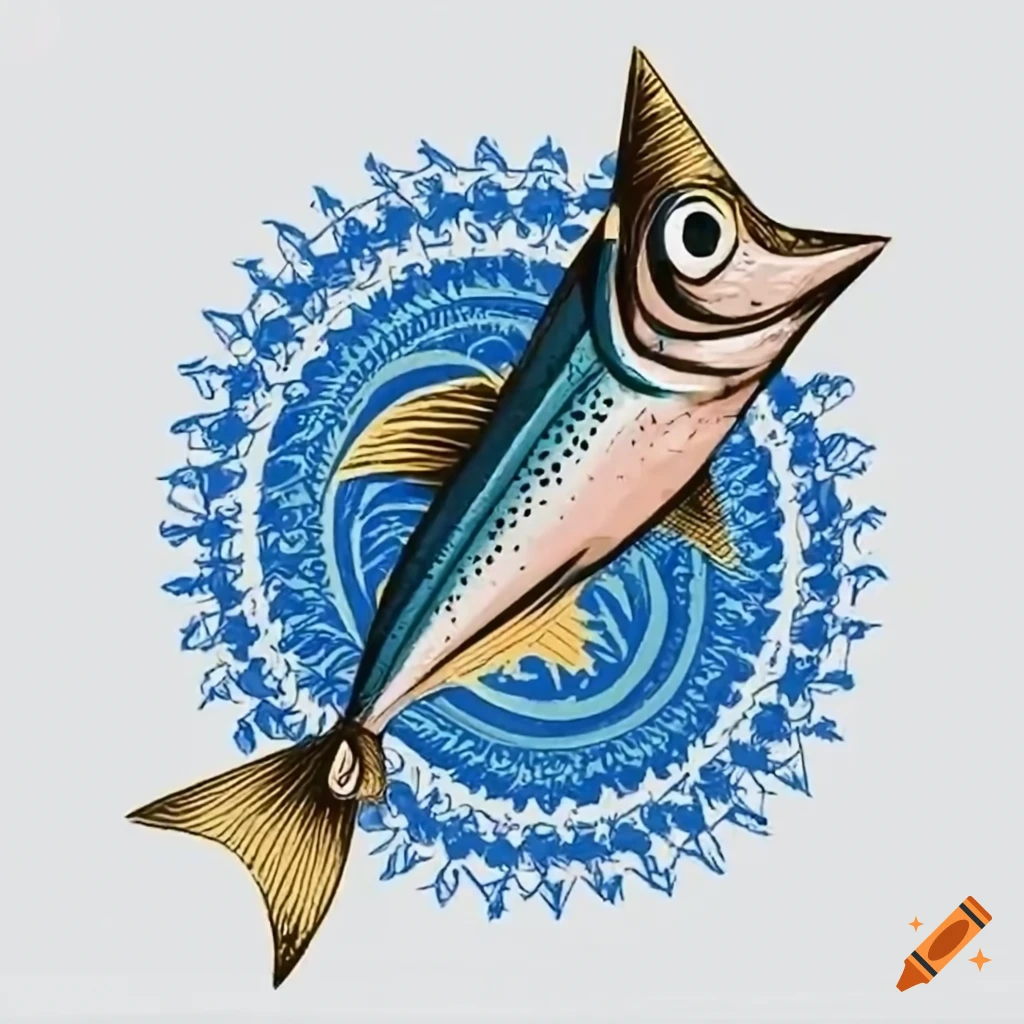 Cartoon fish on a white background on Craiyon