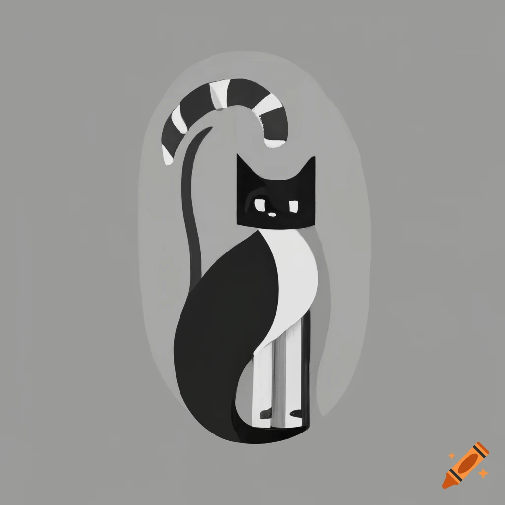 Two cats in the style of bauhaus in black and white