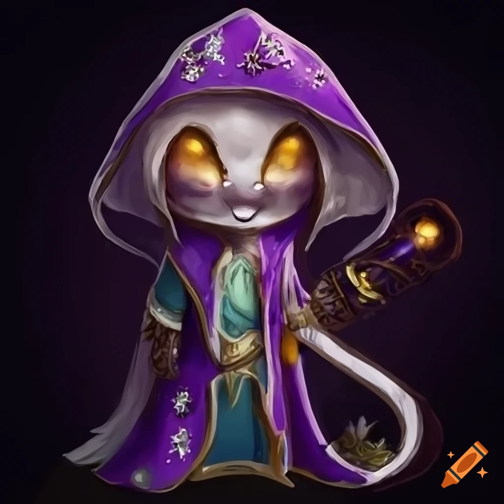 Lizardfolk Robe Cute white Lizardfolk mage with big gold wand and purple robe and ...