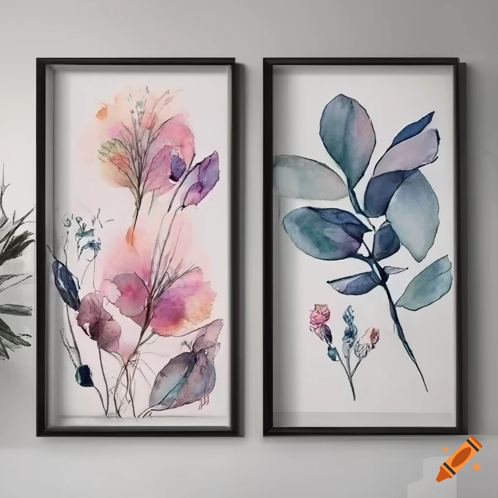 Watercolor botanical print set of 3, gallery wall art, floral