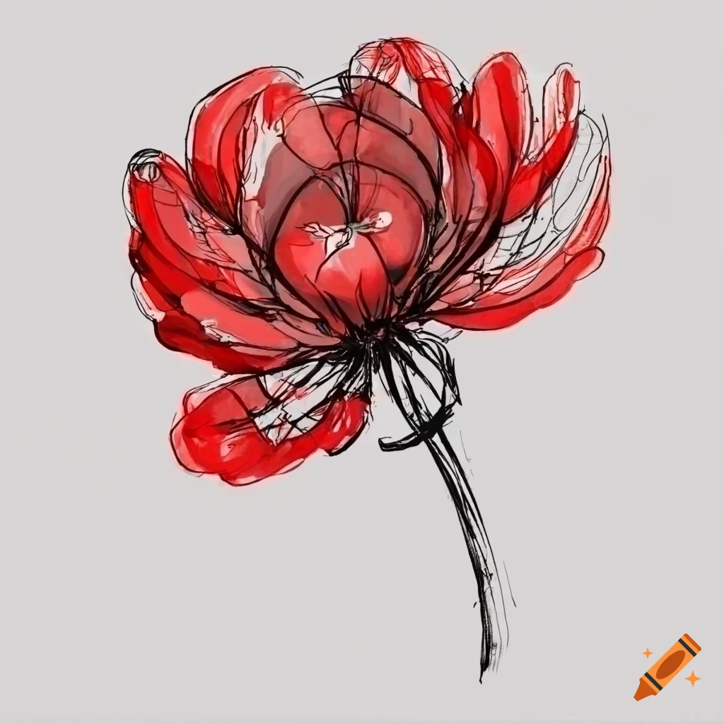Red flowers drawing and sketch card 1310993 Vector Art at Vecteezy