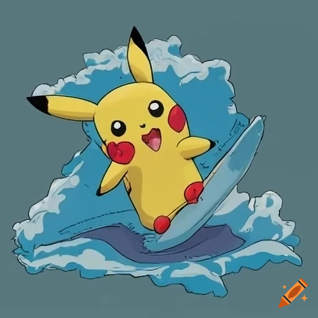 Pikachu doing surf