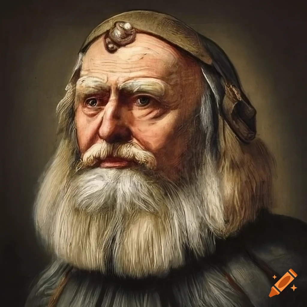 Portrait of old king with beard from 15th century