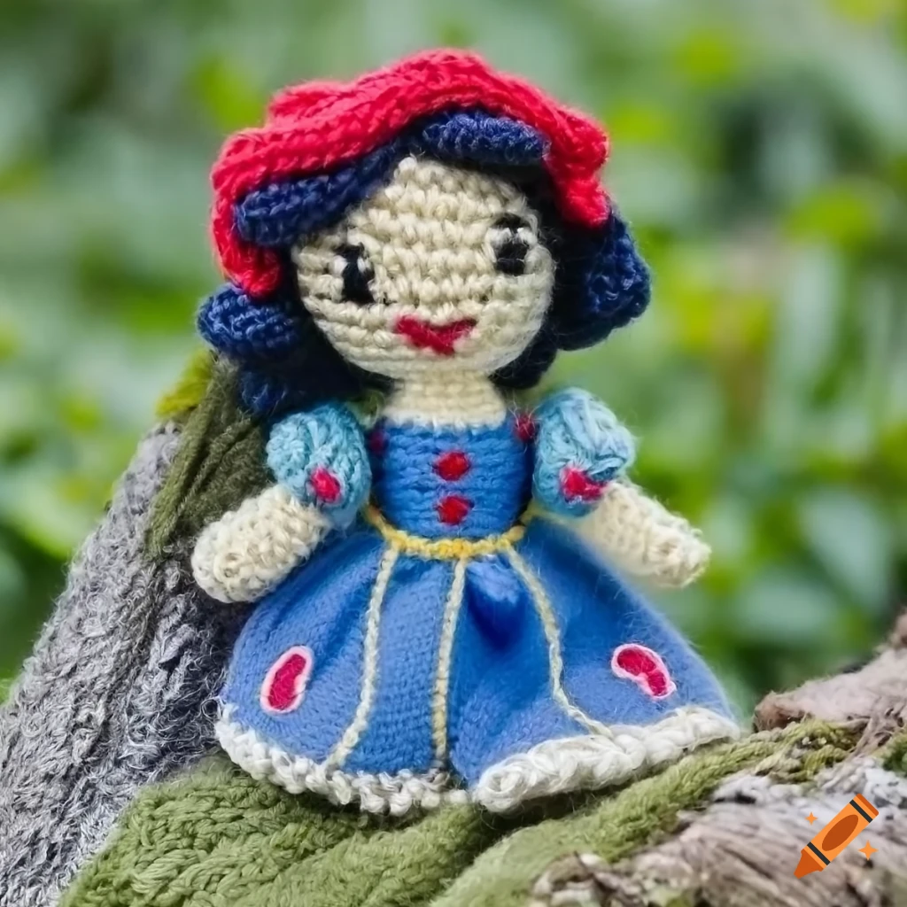 Disney snow white amigurumi figure, product photo on Craiyon