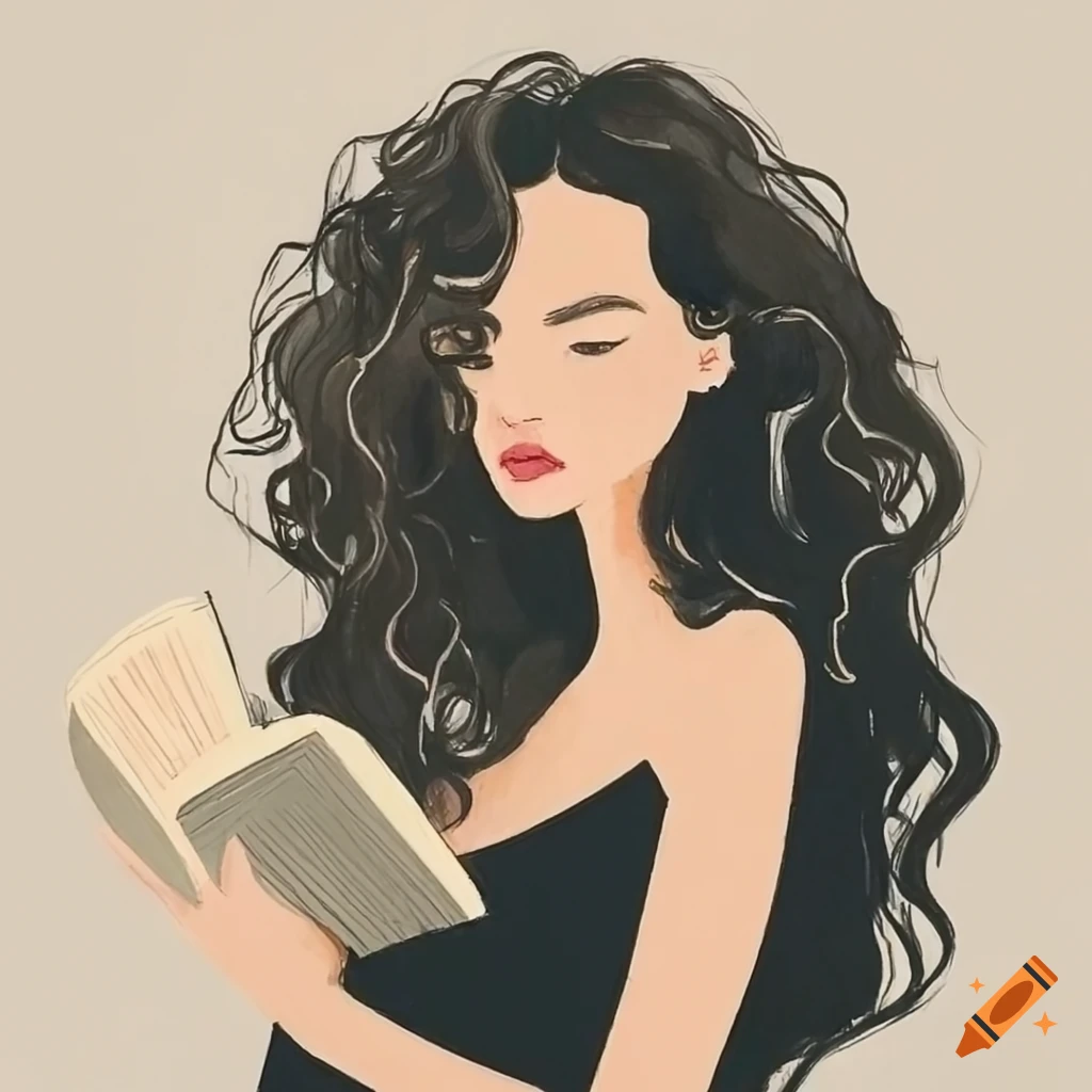 girl with book drawing