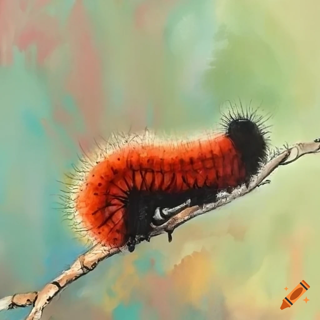 Woolly bear caterpillar painting on Craiyon