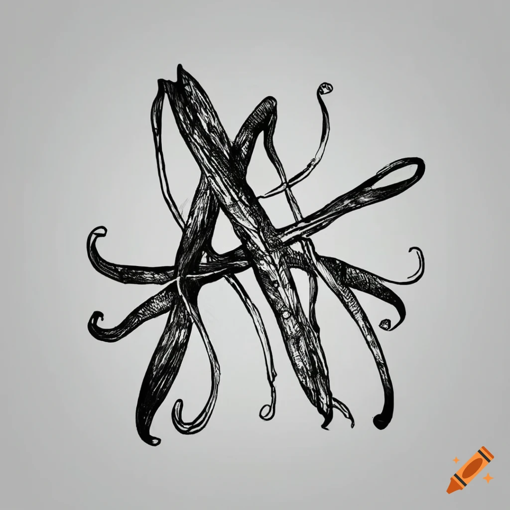 Vanilla pods artificial intelligence simple outline japanese drawing