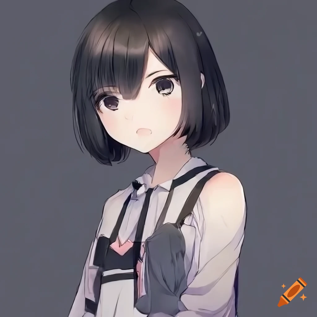 Short black hair anime girl