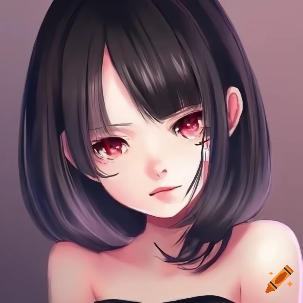 Anime key visual of a girl with black hair and short hair, official ...