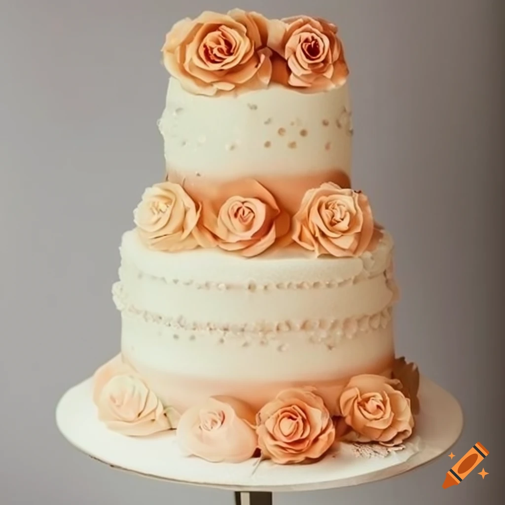 Orange Buttercream Frosted Wedding Cake | Stunning One Tier Wedding Cake |  Peach Wedding Details | Peach and Pi… | Peach cake, Organic cake, Flower  cake decorations