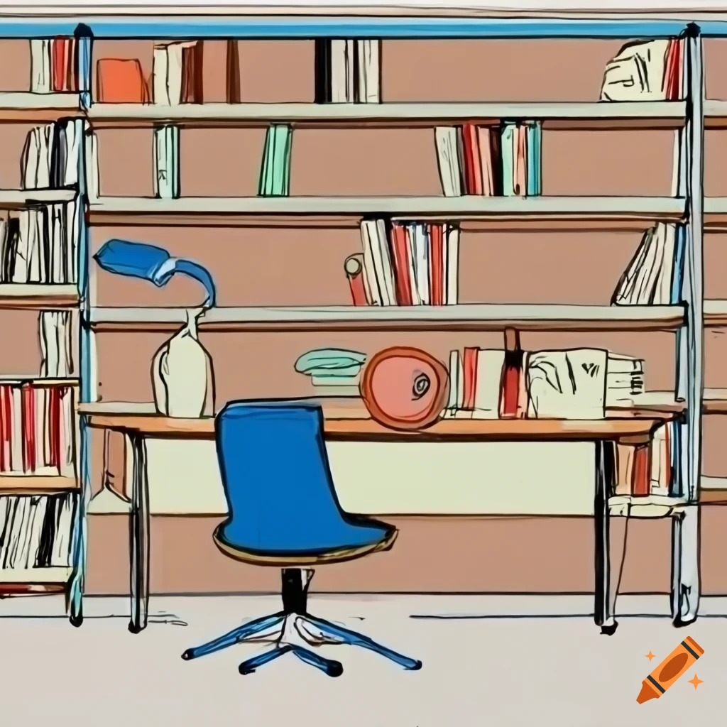 cartoon empty bookshelf