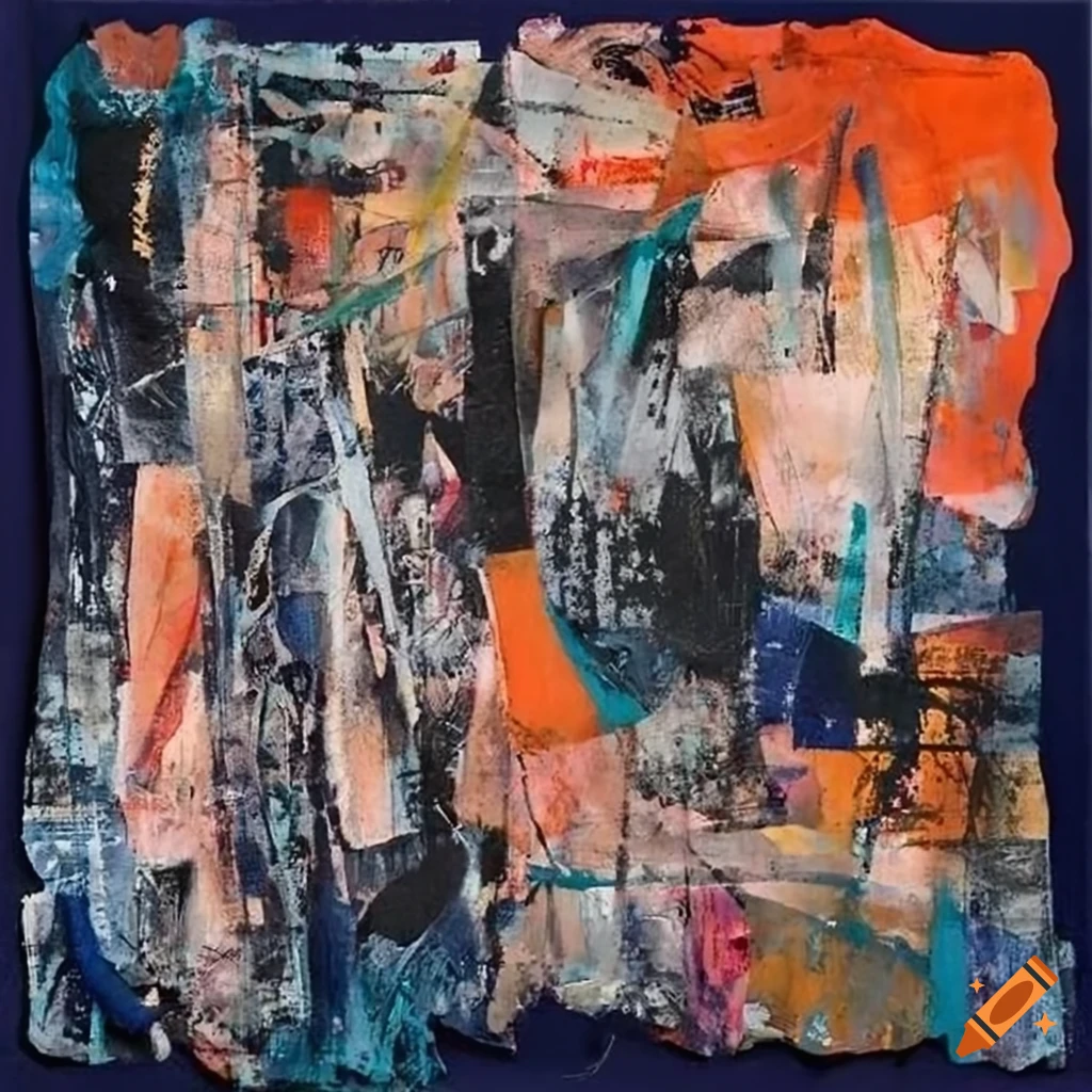 Mixed - media collage abstract painting in the style mark bradford ...