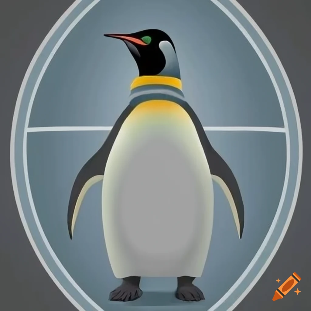 An emperor penguin inside à football crest
