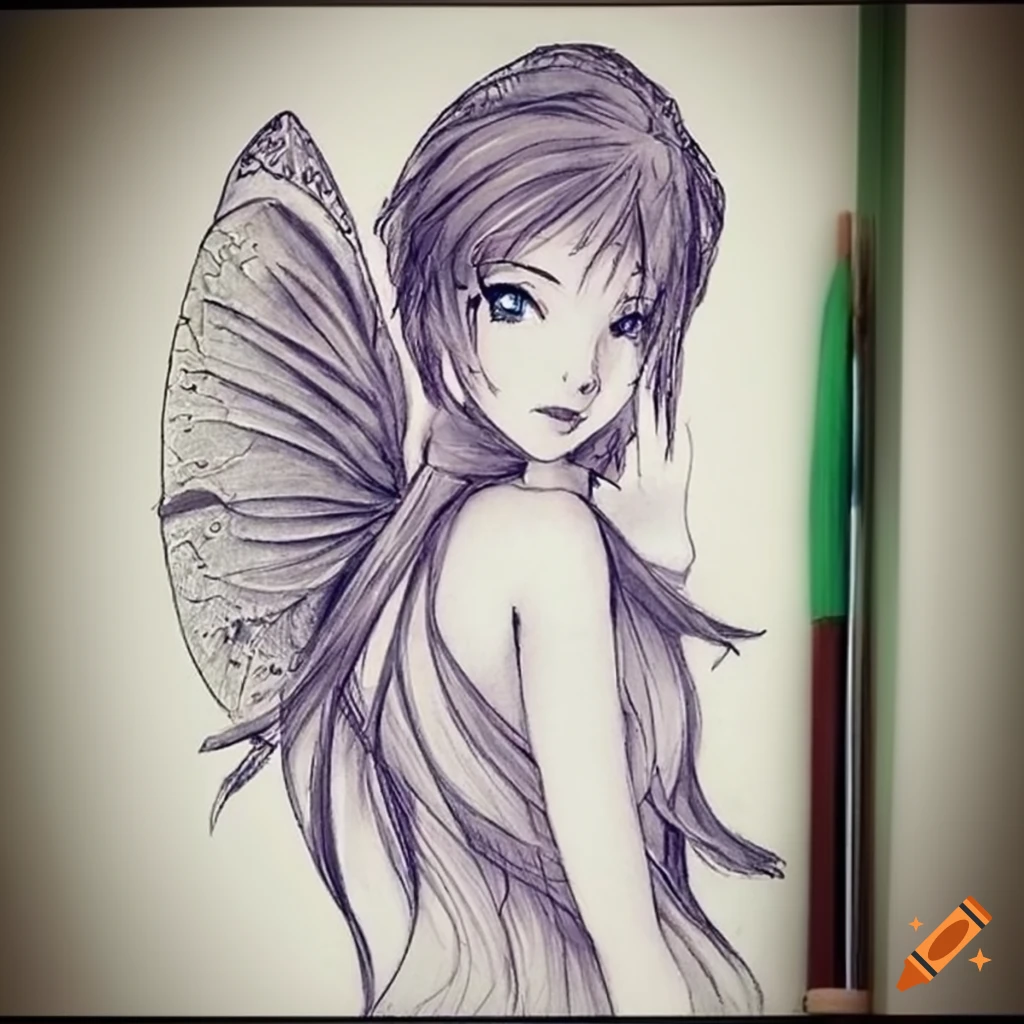 Pencil Sketch of Fairy - Desi Painters