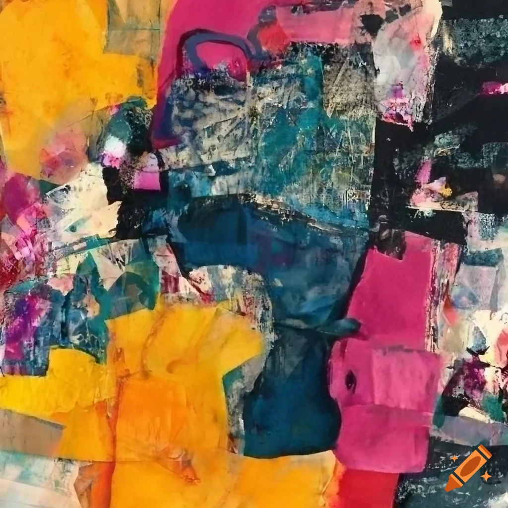 mixed - media collage abstract painting in the style mark bradford ...