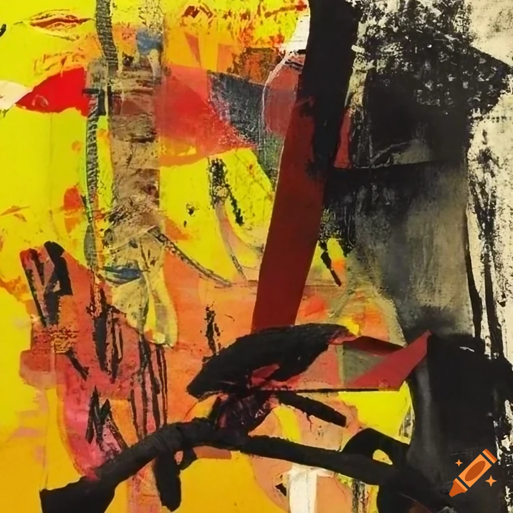 Mixed - media collage abstract painting in the style mark bradford ...