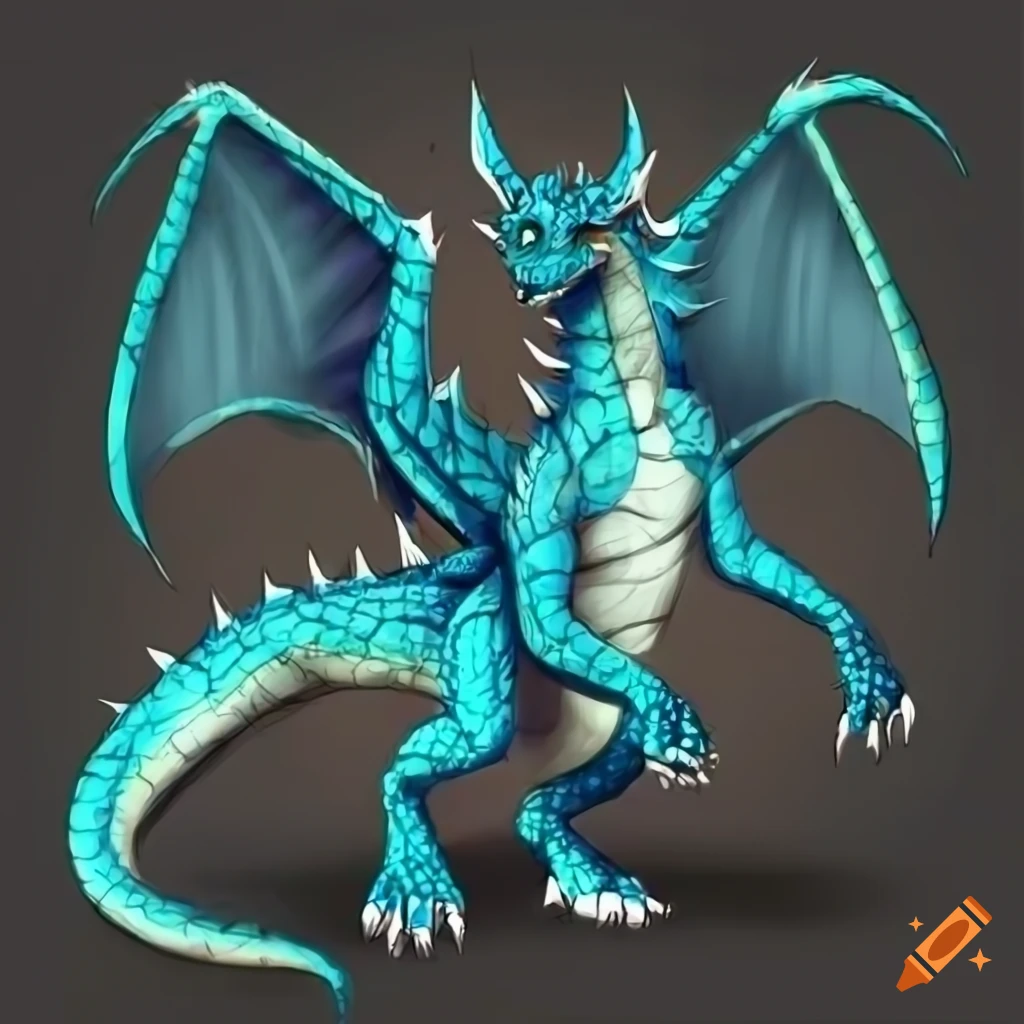 A anthro dragon with cyan colored-scales and with a white colored ...
