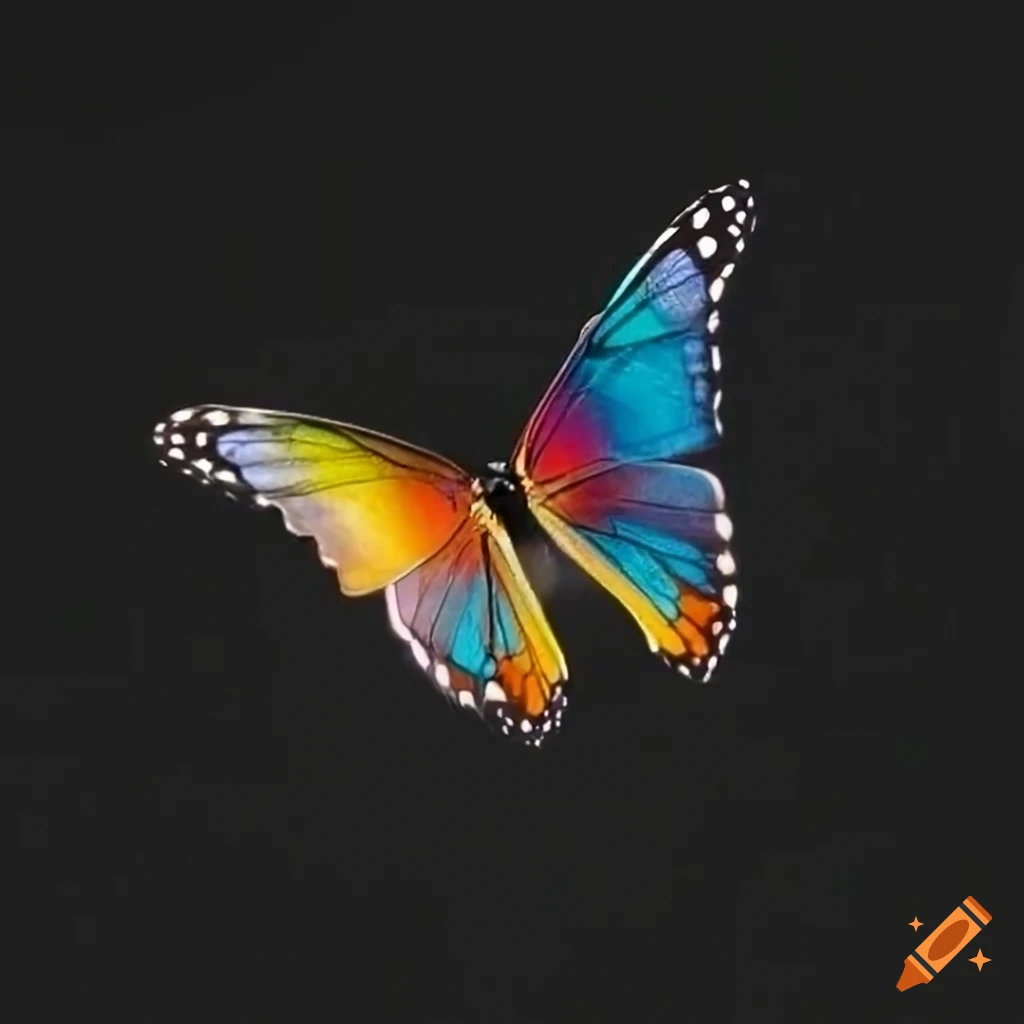 Levitating 3d butterfly on a black background on Craiyon