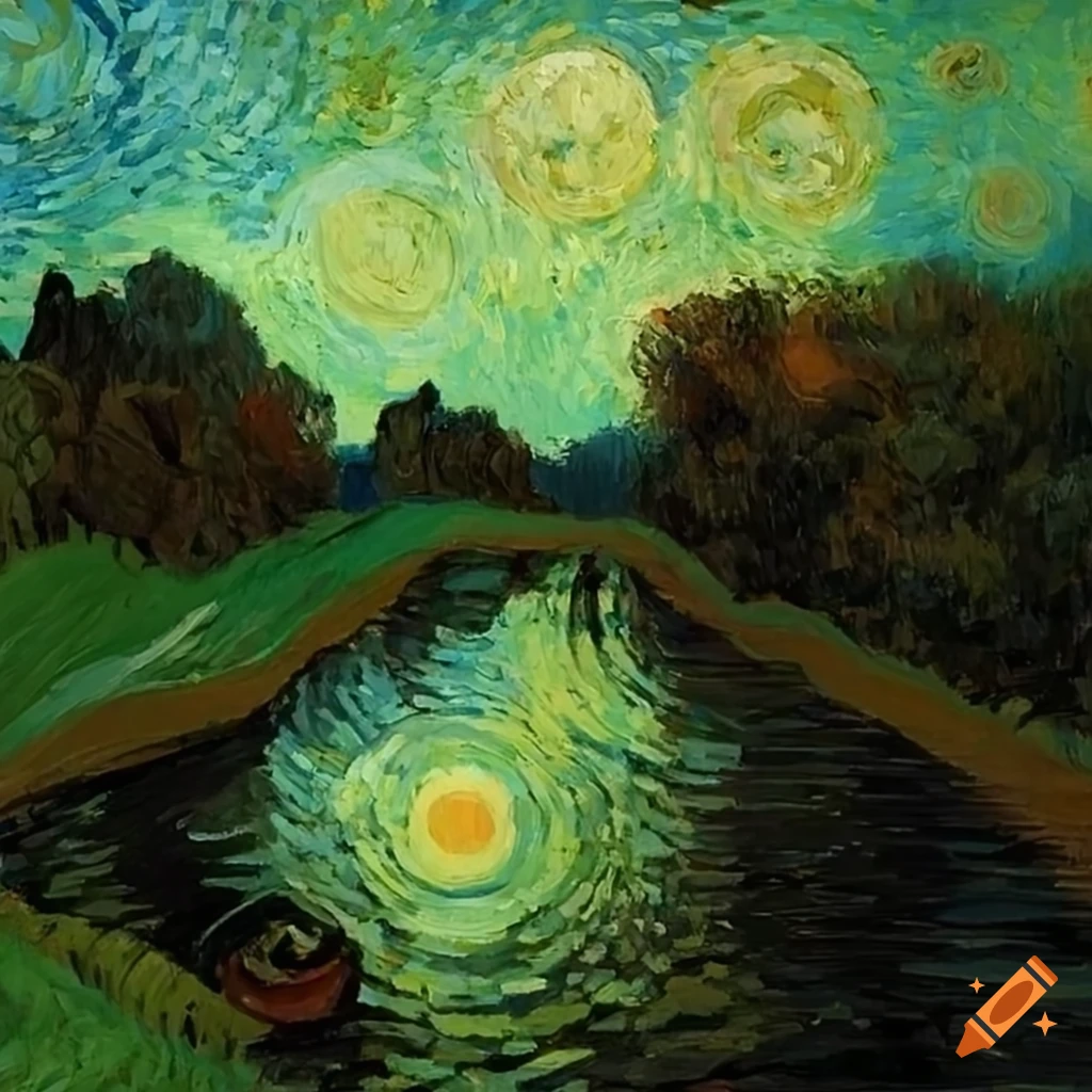 a river in the style of van gogh