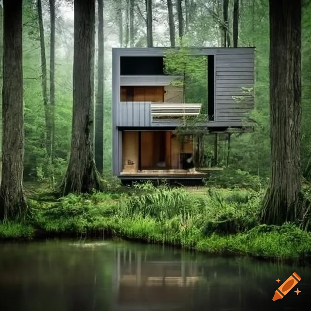 House in the forest, detached by the swamp on Craiyon