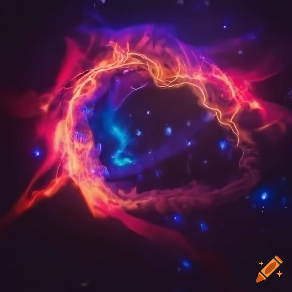 Gorgeous unique composition of two bolits in the supernova, whimsical ...