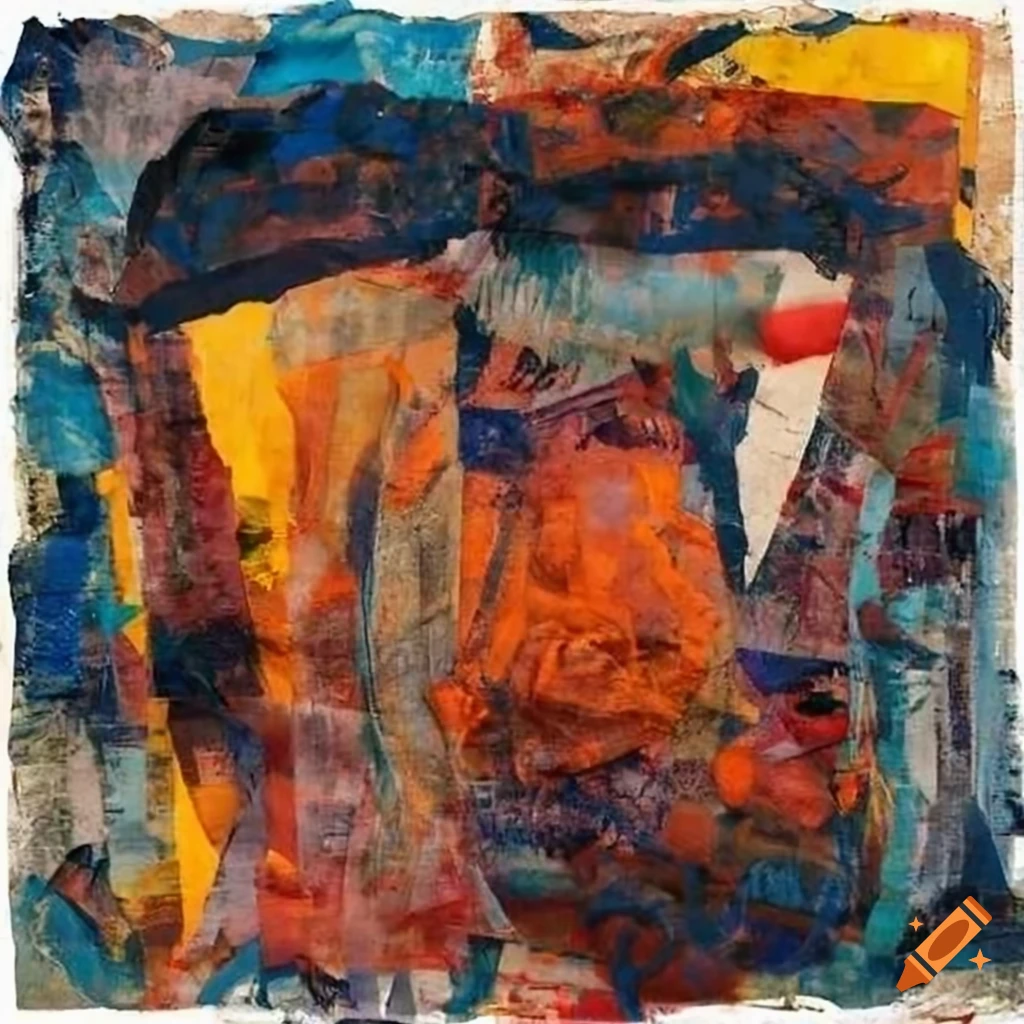 Mixed - media collage abstract painting in the style mark bradford ...