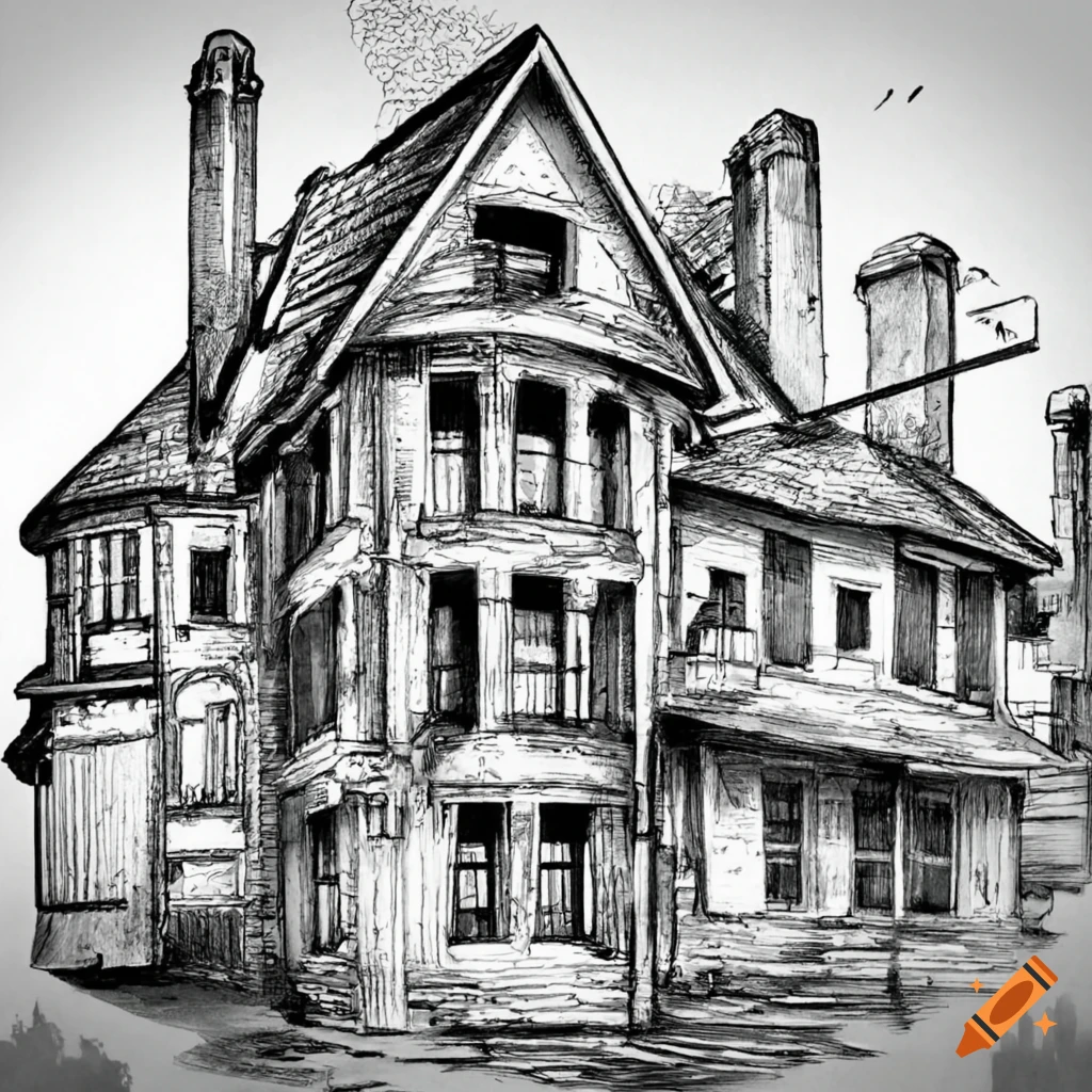 Old House Exterior Graphic Black White Isolated Sketch Illustration Vector  Stock Illustration - Download Image Now - iStock