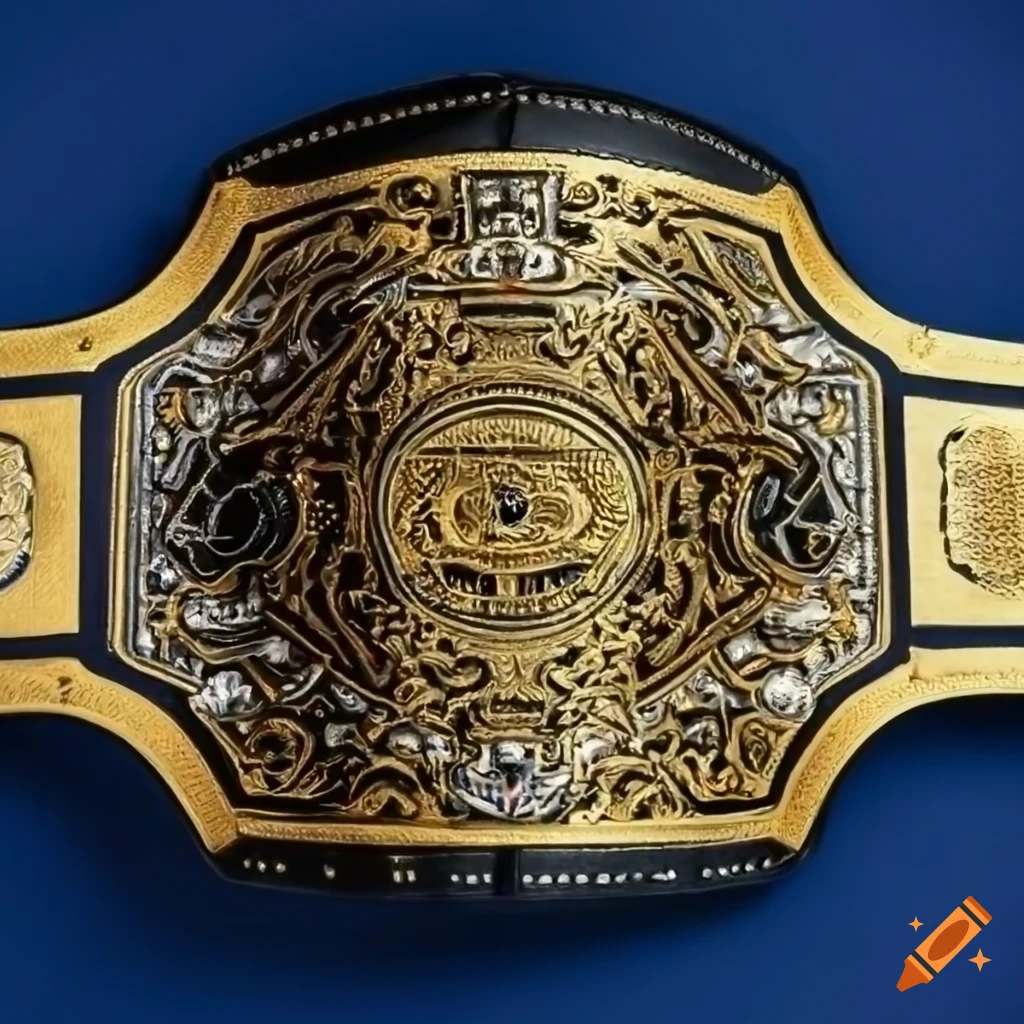 Wrestling championship belt with gold details on Craiyon