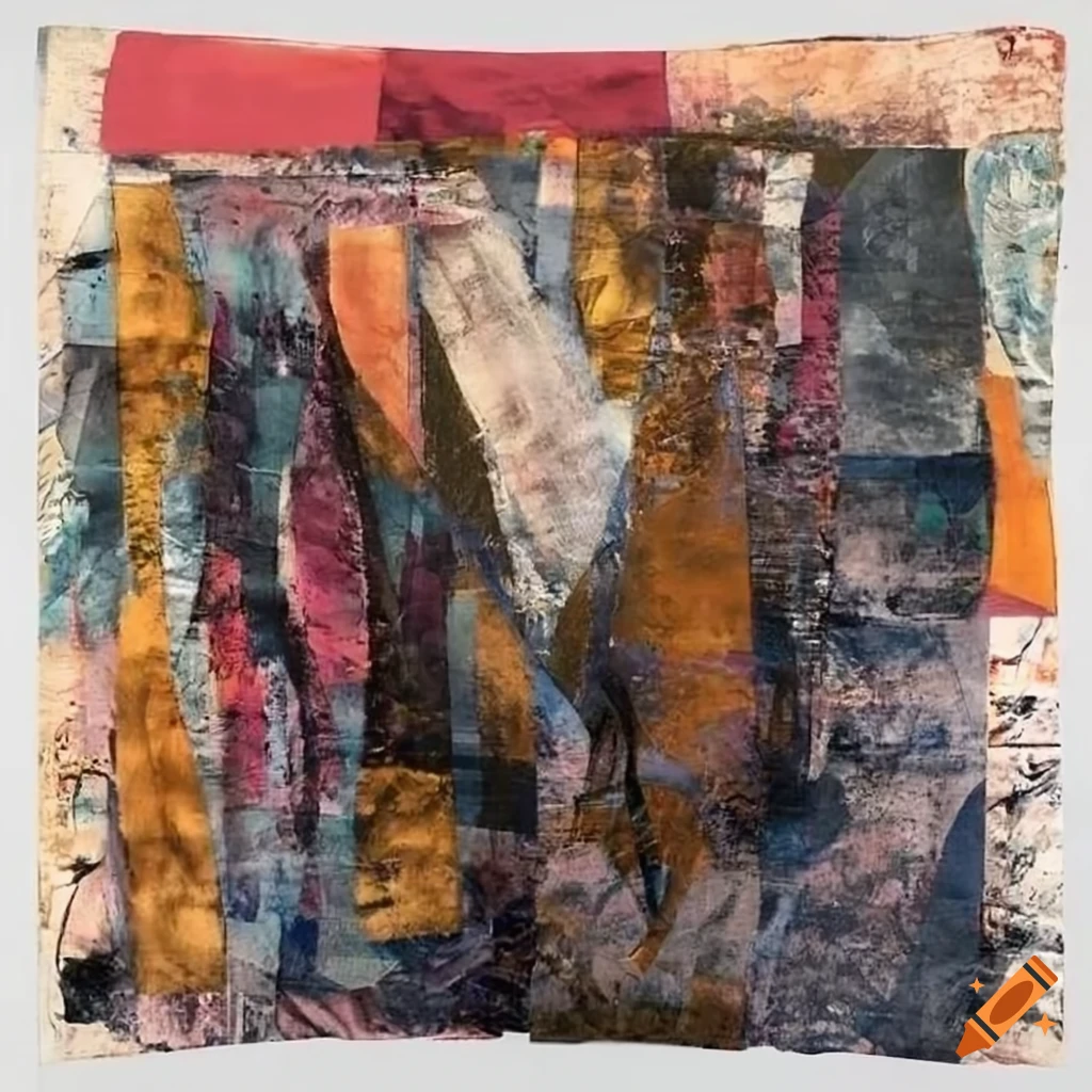 Mixed - media collage abstract painting in the style mark bradford ...