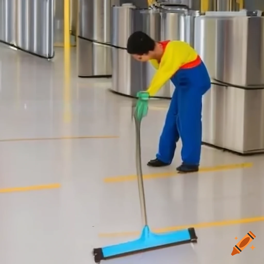 Factory cleaner who squeegees the floor on Craiyon