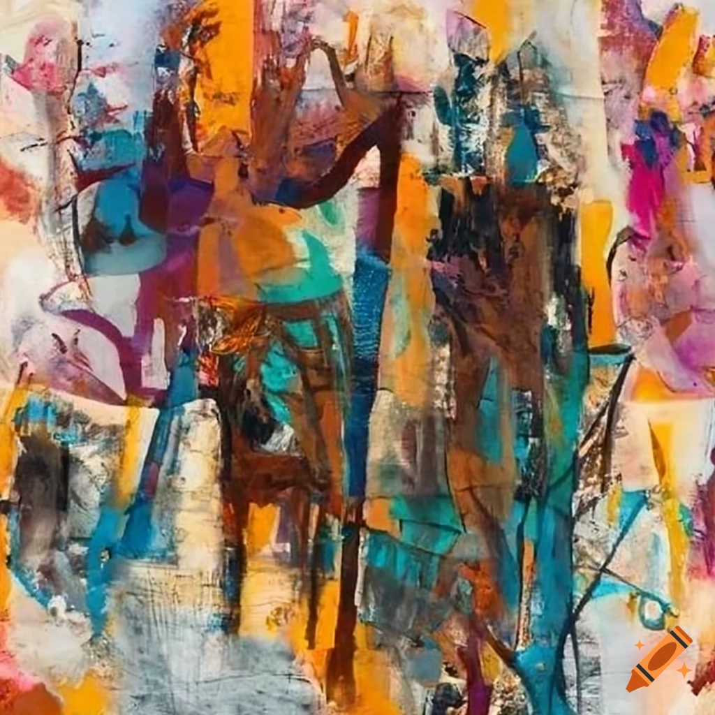 Mixed - media collage abstract painting in the style mark bradford ...