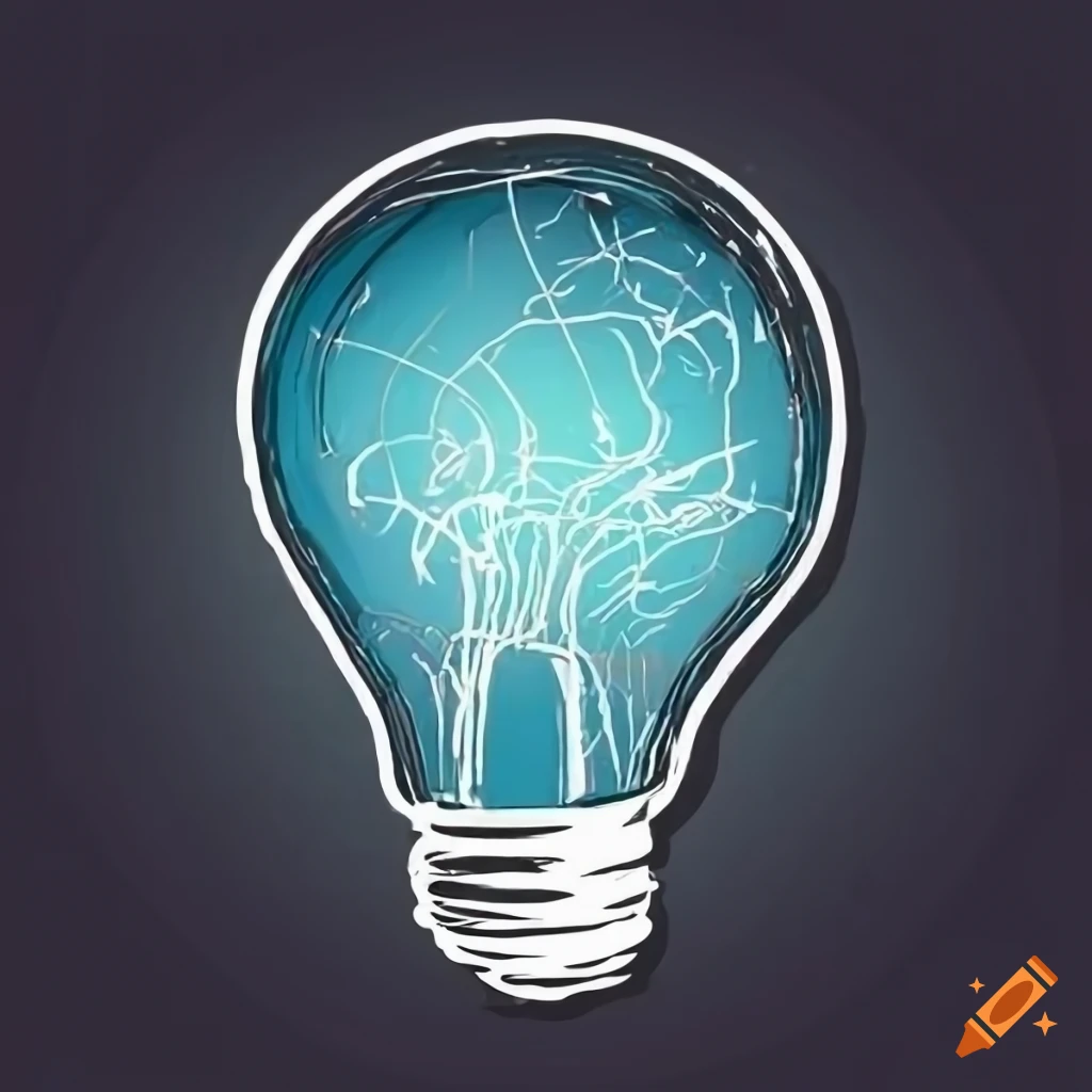 sticker with white outline. light bulb. abstract