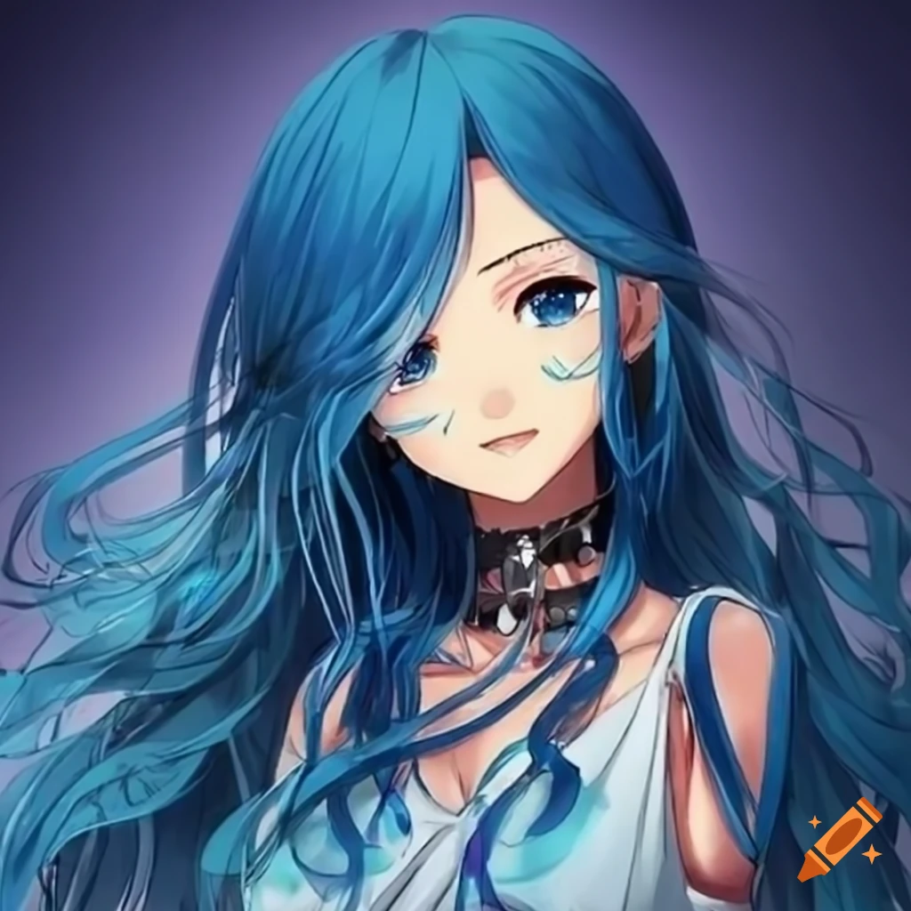 Anime blue hair on Craiyon
