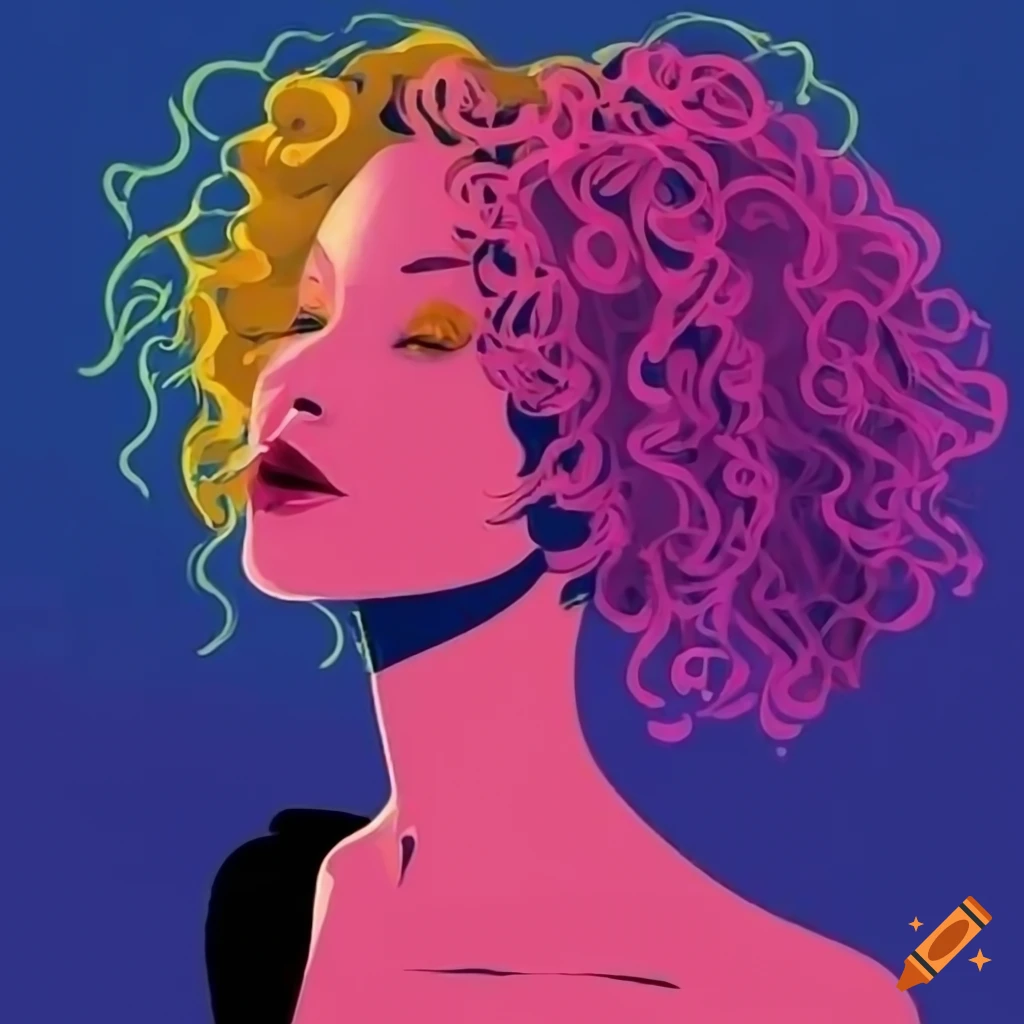 curly hair girl silhouette