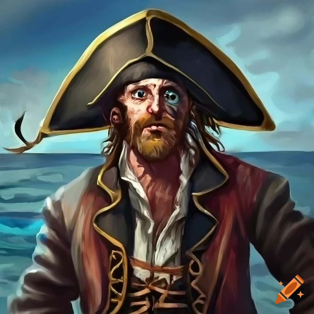 Character portrait, portrait, painting, pirate, man, grizzled, eyepatch ...