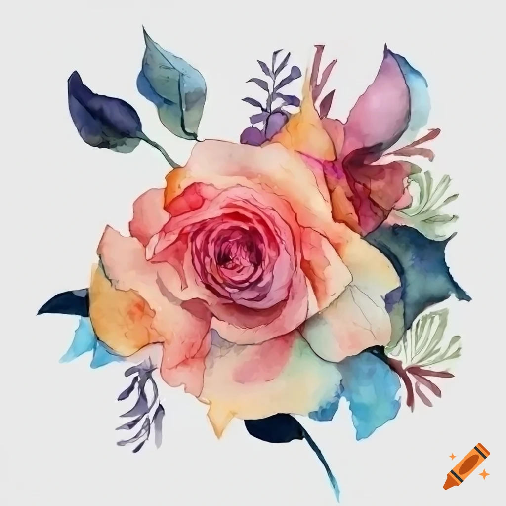 A detailed illustration, one wedding pastell multicolor flower clipart ...