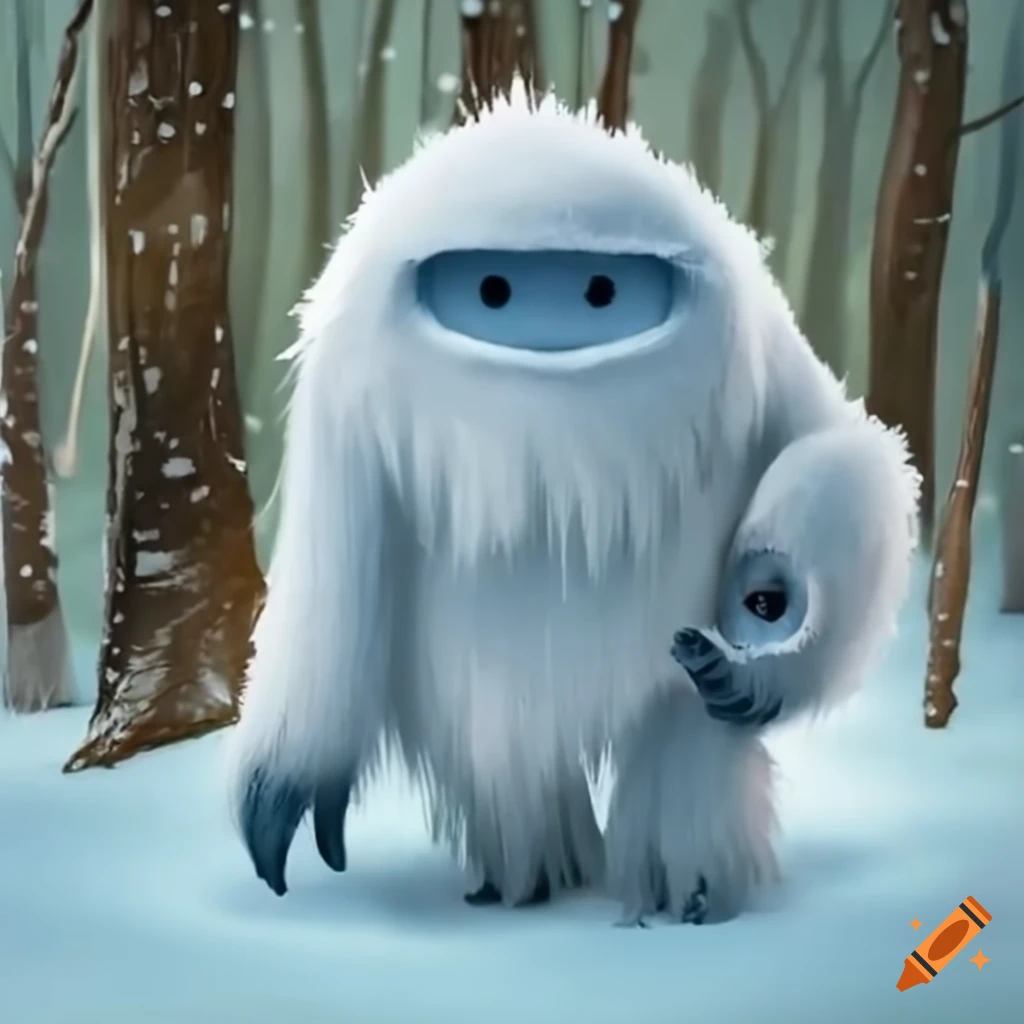 Adorable baby yeti smiling in a snowy landscape on Craiyon