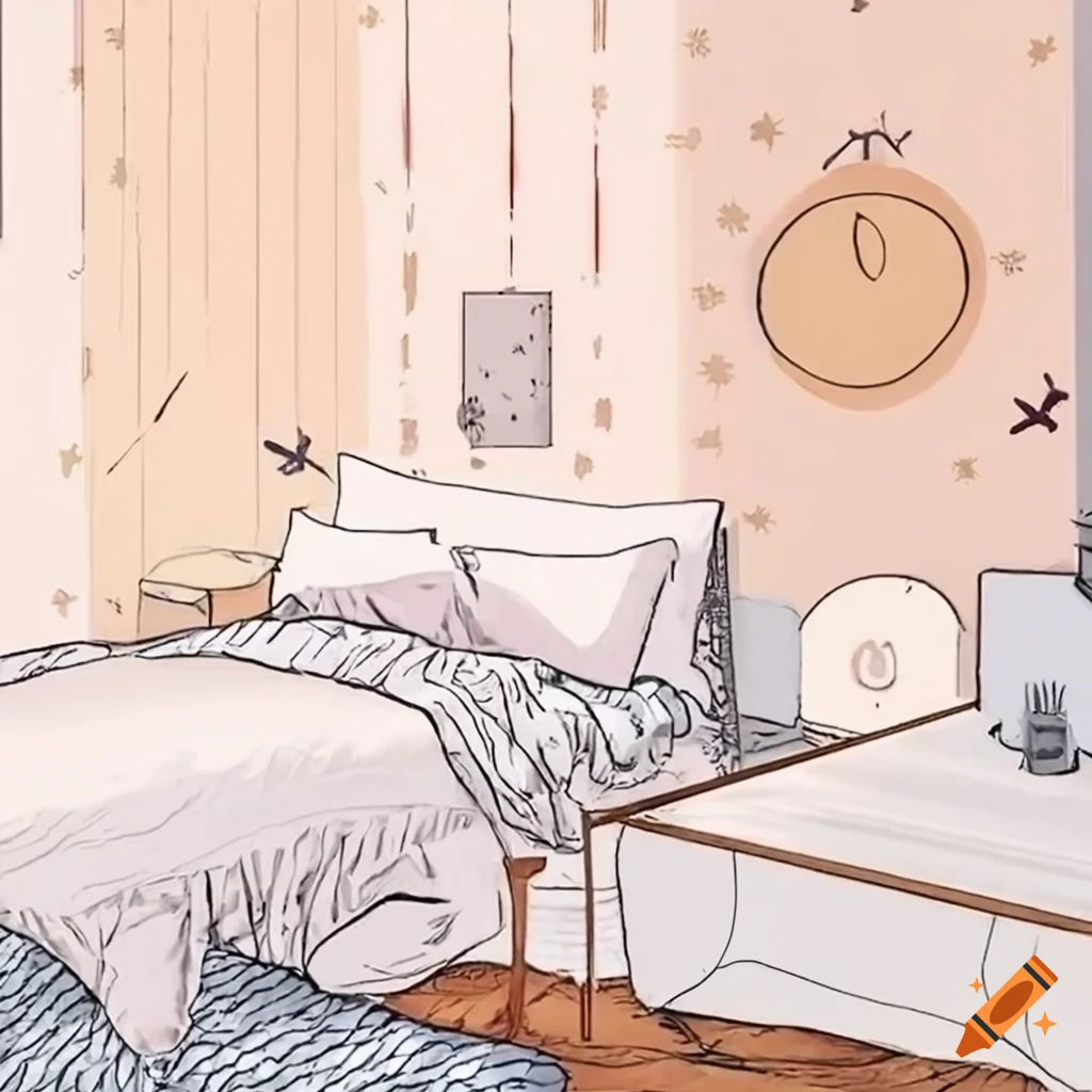 Pin by Pi on Art and Anime | Bedroom drawing, Bedroom illustration,  Illustration art