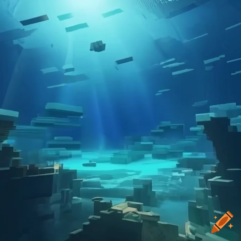 Detailed minecraft ocean on Craiyon
