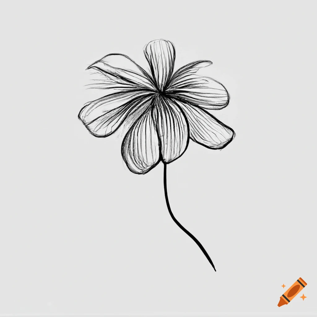 Flowers Minimal Pencil Sketch Black And