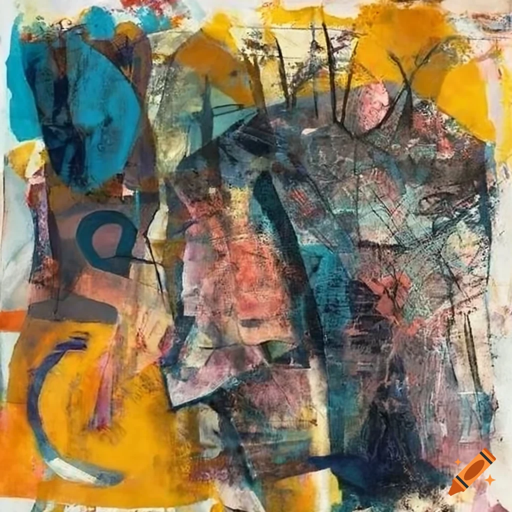 Mixed - media collage abstract painting in the style mark bradford ...