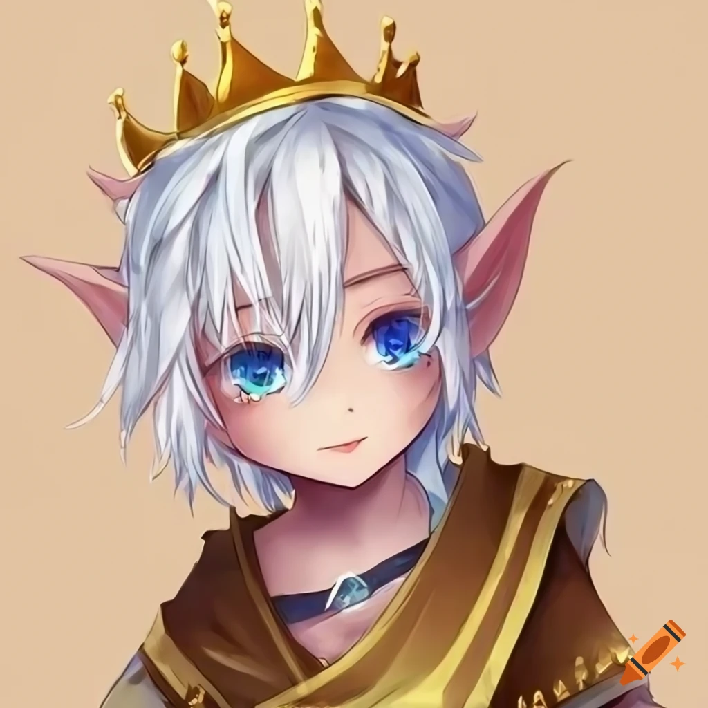 beautiful painting anime elf woman with white hair with cute beautiful  clothes a big eyes
