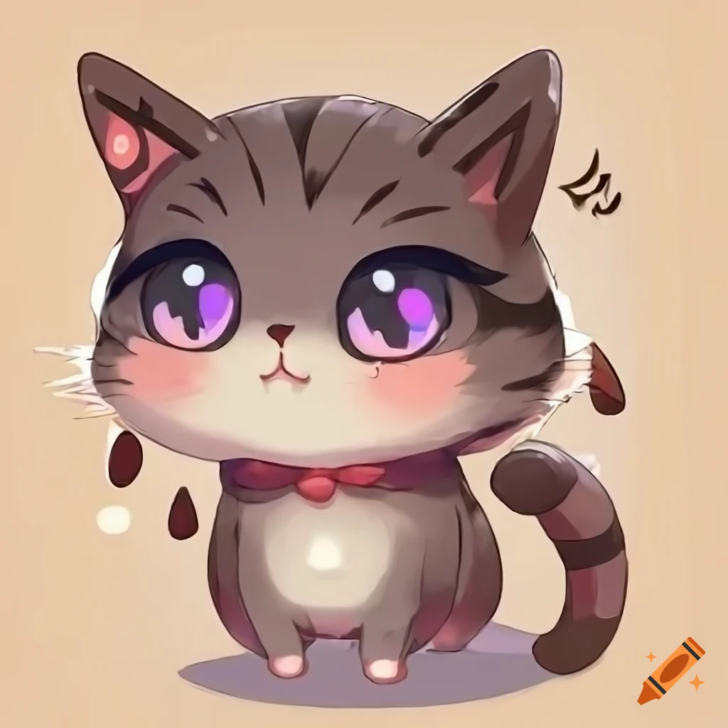 Cute fluffy anime cat on Craiyon