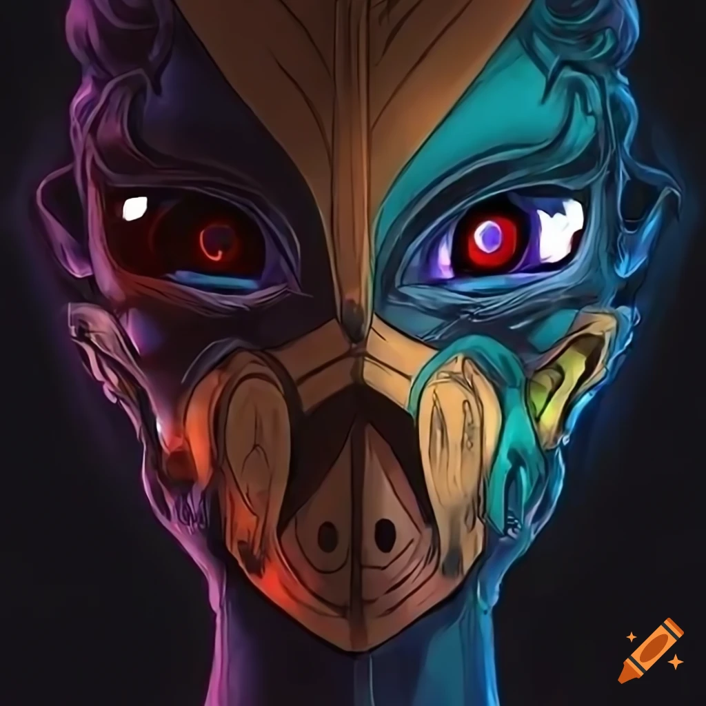 Digital art of an anime mask design on Craiyon